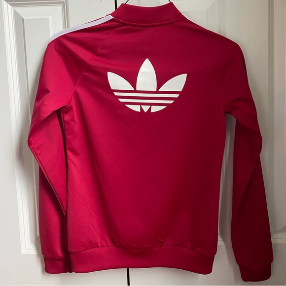 Adidas Girls Bomber Jacket- color reddish pink, size Medium (11-12) - Picture 2 of 3